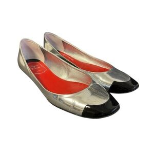 Roger Vivier Ballet Flats Silver & Black Shoes Womens 39